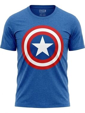 Marvel Captain America Shield Graphic T-Shirt Blue Medium